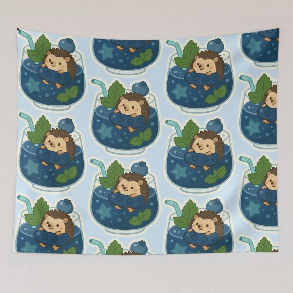 Artikelvorschau, Blaubeer-Mojito-Igel | Kawaii Cocktail Sticker entworfen und verkauft von Tiny Joy World.