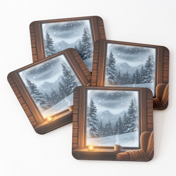 Item preview, Mountain Cabin Window View Throw Blanket designed and sold by HappyMindCo.