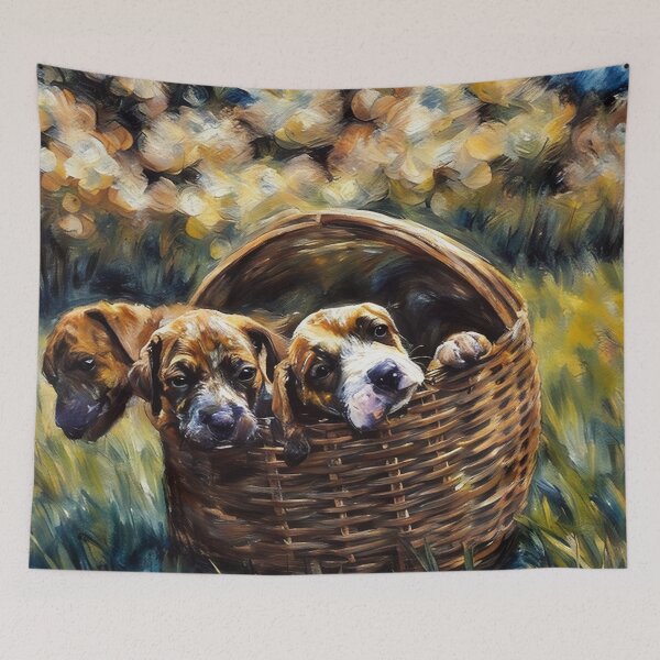 Aperçu de l'œuvre Panier de chiots créée et vendue par tomorrowsart.