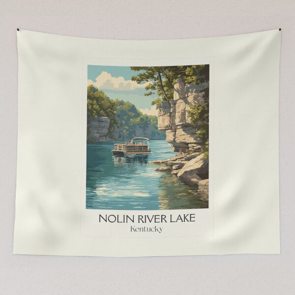 Item preview, Nolin River Lake Kentucky | Pontoon Boat Poster designed and sold by TuncGK.