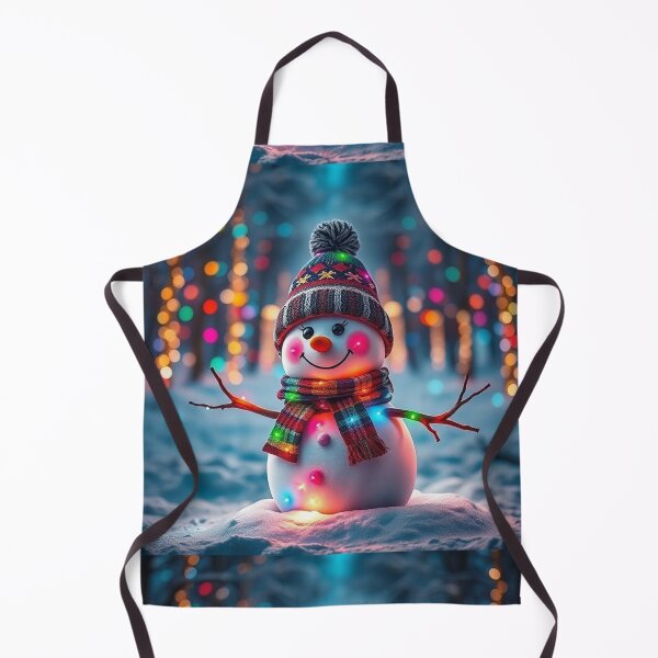 Item preview, Magical Snowman in Winter Night – Vibrant Photorealistic Christmas Scene with Lights and Snowflakes designed and sold by PixelVibe782.