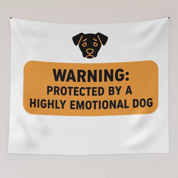 Item preview, Warning Emotional Dog Sticker Snark designed and sold by DreamsLine.