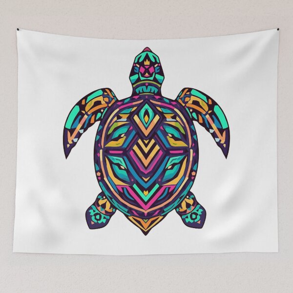Item preview, Neon Tribal Turtle – Vibrant Ocean Spirit Design designed and sold by snoezelstudio.
