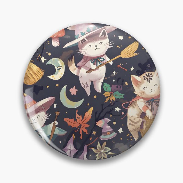Item preview, Whimsical Witch Cats Mystical Forest Seamless Pattern designed and sold by MoonlitDoodles1.