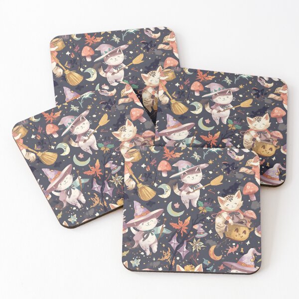Item preview, Whimsical Witch Cats Mystical Forest Seamless Pattern designed and sold by MoonlitDoodles1.