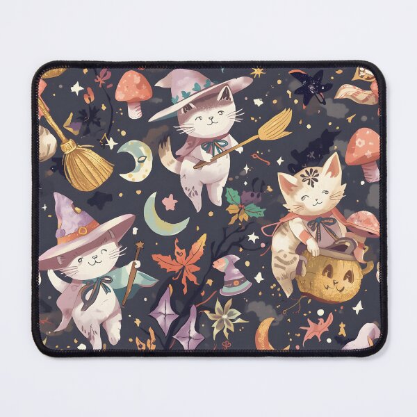 Item preview, Whimsical Witch Cats Mystical Forest Seamless Pattern designed and sold by MoonlitDoodles1.