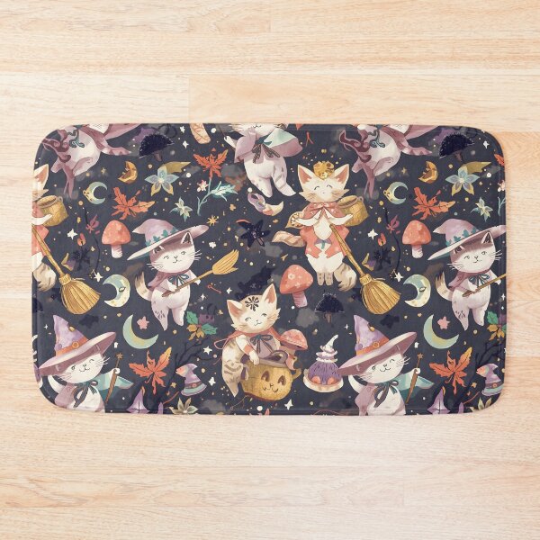 Item preview, Whimsical Witch Cats Mystical Forest Seamless Pattern designed and sold by MoonlitDoodles1.