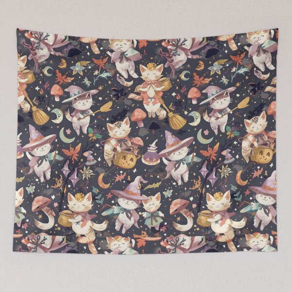 Item preview, Whimsical Witch Cats Mystical Forest Seamless Pattern designed and sold by MoonlitDoodles1.