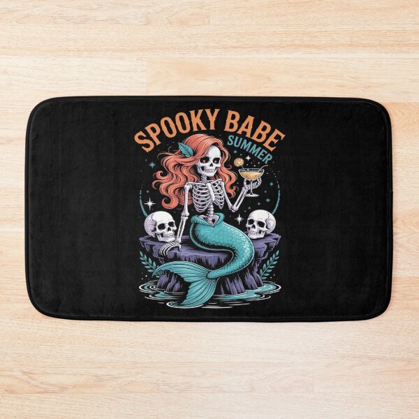 Item preview, Spooky Babe Summer Skeleton Mermaid Gothic Pool designed and sold by JulienAureo.