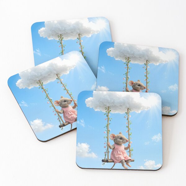 Item preview, Girl Mouse On a Swing Hanging from a Cloud designed and sold by Maria Dryfhout.