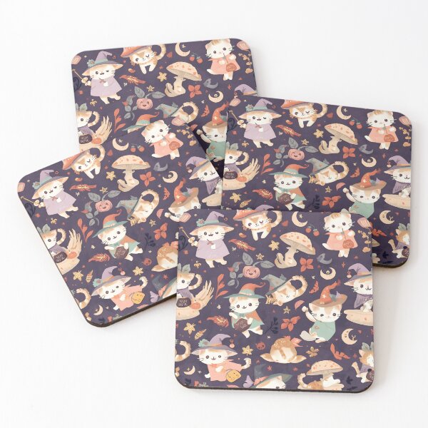 Item preview, Whimsical Witch Cats Mystical Forest Flower Deep Purple designed and sold by MoonlitDoodles1.