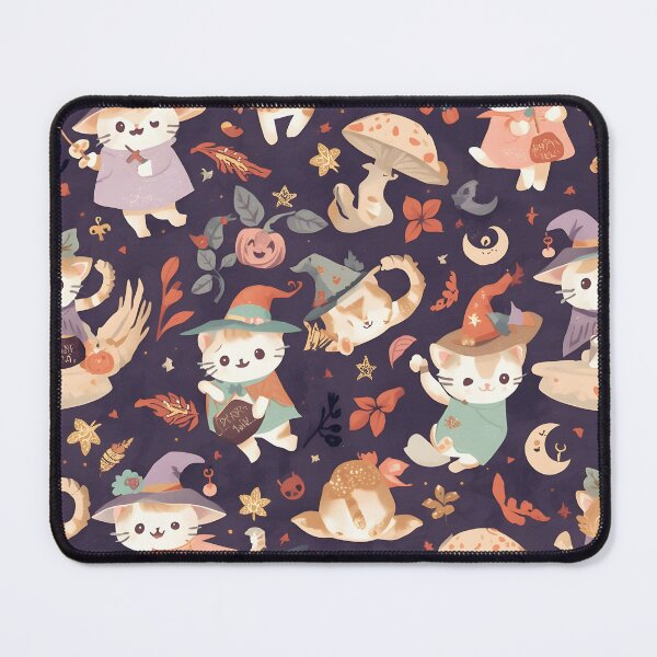 Item preview, Whimsical Witch Cats Mystical Forest Flower Deep Purple designed and sold by MoonlitDoodles1.