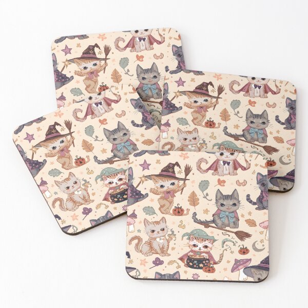 Item preview, Pastel Witch Kitten Pattern: Cozy Autumn Magic Wild designed and sold by MoonlitDoodles1.