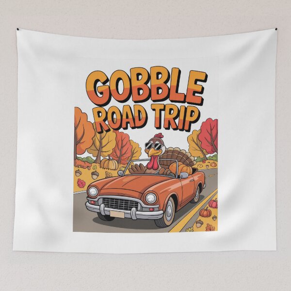 Item preview, Gobble Road Trip – Funny Turkey Thanksgiving Autumn Drive Cartoon designed and sold by pod24.