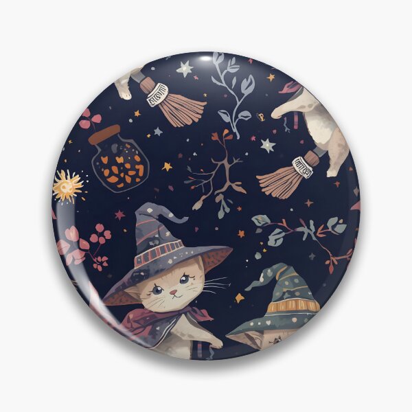 Item preview, This Is Halloween Dark Cottagecore Kitty Witches Flight designed and sold by MoonlitDoodles1.