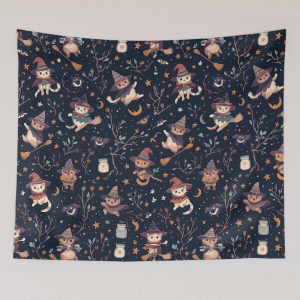 Item preview, Charming Witch Wild Funny Halloween Cats Midnight Forest designed and sold by MoonlitDoodles1.