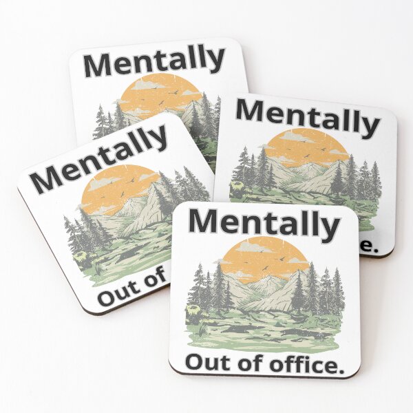 Item preview, Mentally Out of Office Retro Mountain Sunset - Nature Adventure Quote designed and sold by AnaPixMar.