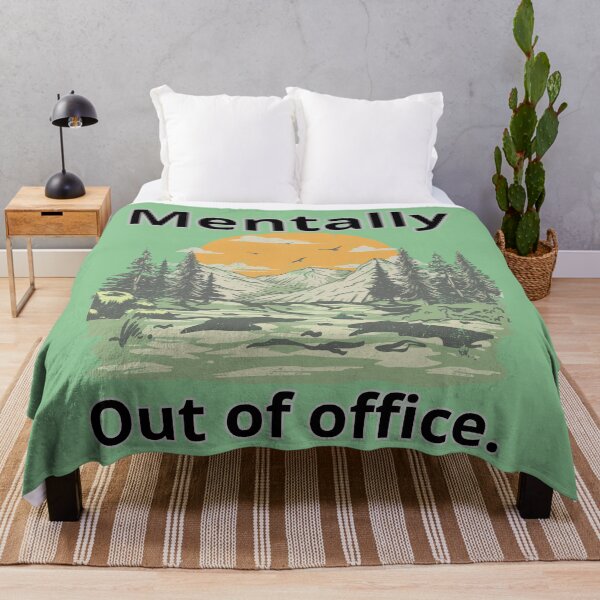 Item preview, Mentally Out of Office Retro Mountain Sunset - Nature Adventure Quote designed and sold by AnaPixMar.