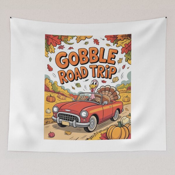 Item preview, Gobble Road Trip – Cute Thanksgiving Turkey in Fall Landscape designed and sold by pod24.