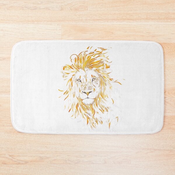 Item preview, Lion portrait in white and orange, minimalist watercolor with elegant details designed and sold by Encreable.