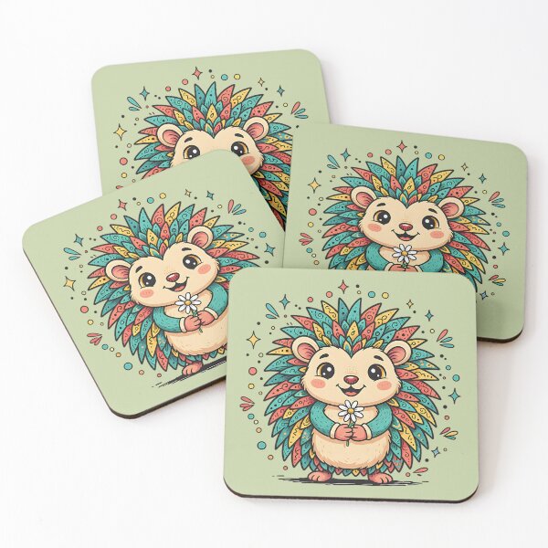 Item preview, Colorburst Hedgehog with Daisy – Whimsical Forest Friend designed and sold by AwesomeBeyondLimits.