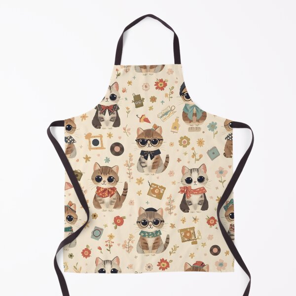 Item preview, Kawaii Hipster Cats 50s Vintage Floral Flower Beige Vinilo Candy designed and sold by MoonlitDoodles1.