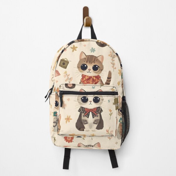 Item preview, Kawaii Hipster Cats 50s Vintage Floral Flower Beige Vinilo Candy designed and sold by MoonlitDoodles1.