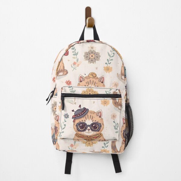 Item preview, Cat Lover Kitten Flower Vintage Floral Beige Hipster 50s Orange designed and sold by MoonlitDoodles1.