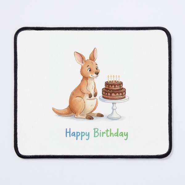 Item preview, Kangaroo birthday balloons chocolate cake happy party hat cute kawaii funny designed and sold by CheeseBlueprint.