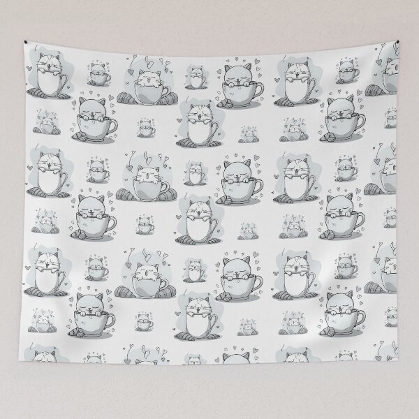 Item preview, Cuppa Cat – Cozy Coffee Cats with Croissants designed and sold by The Sandy Design Store.