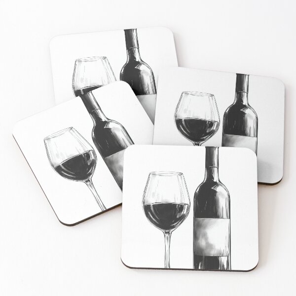Item preview, Classic Wine Bottle and Glass Sketch designed and sold by Nytheris.