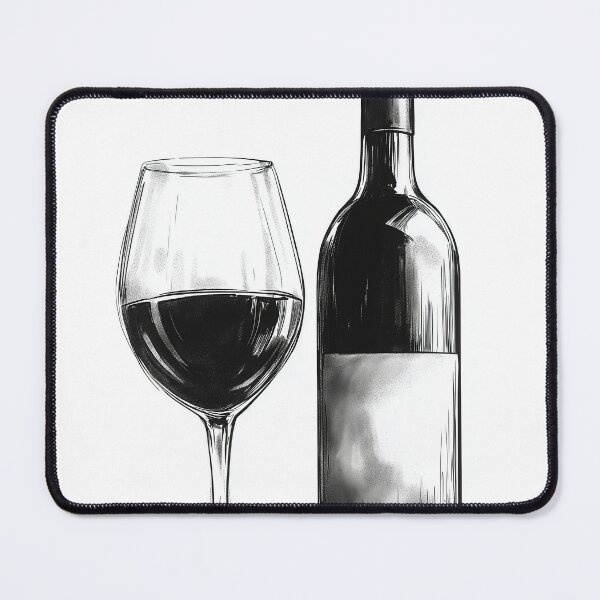 Item preview, Classic Wine Bottle and Glass Sketch designed and sold by Nytheris.