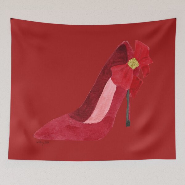 Item preview,  single red high heel stiletto designer ladies shoe with a bow designed and sold by Hillary Holt.