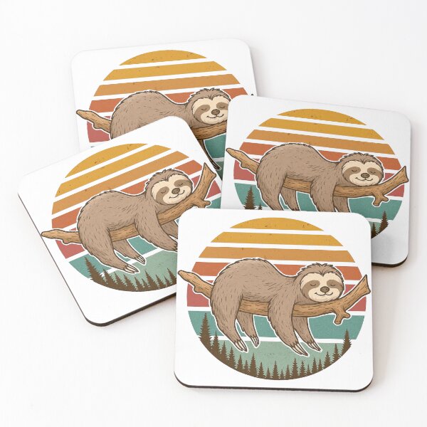 Item preview, Cute Sloth Resting on Tree Branch Retro Sunset Design designed and sold by ArtfulWeave.