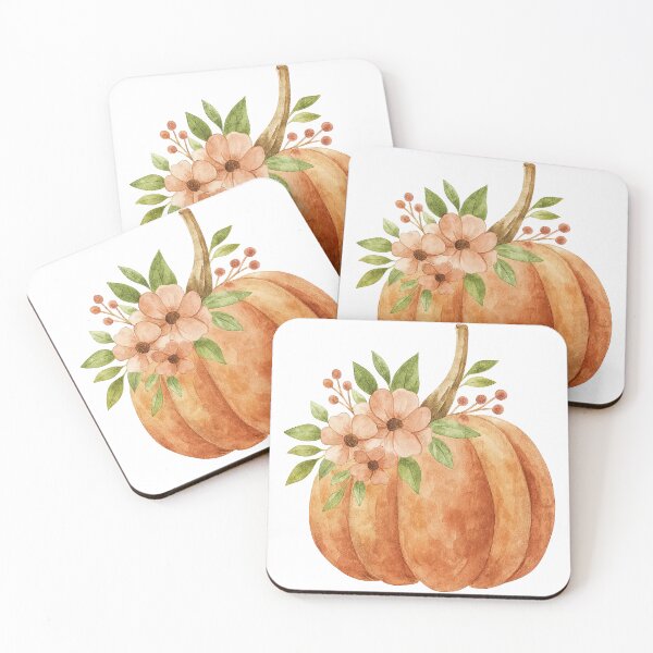 Artikelvorschau, Rustikaler Kürbis mit Blumenarrangement Aquarell Illustration entworfen und verkauft von ArtfulWeave.