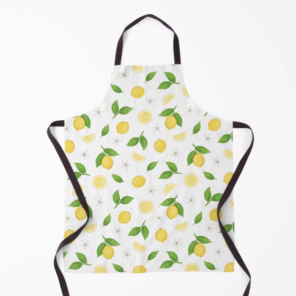 Item preview, Lemons, Leaves and Fruit Slices scattered citrus pattern on a white background designed and sold by HazelFisher.