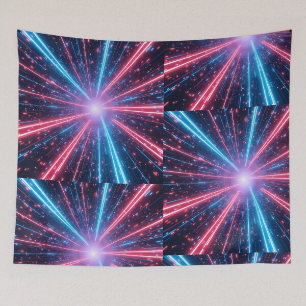 Item preview, Electric Blue And Vibrant Pink Light Cosmic Intense Neon Hyperspace Tunnel Design designed and sold by PatternsPalette.