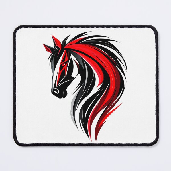 Item preview, Abstract horse graffiti in black red with extreme stylish black white details designed and sold by Encreable.
