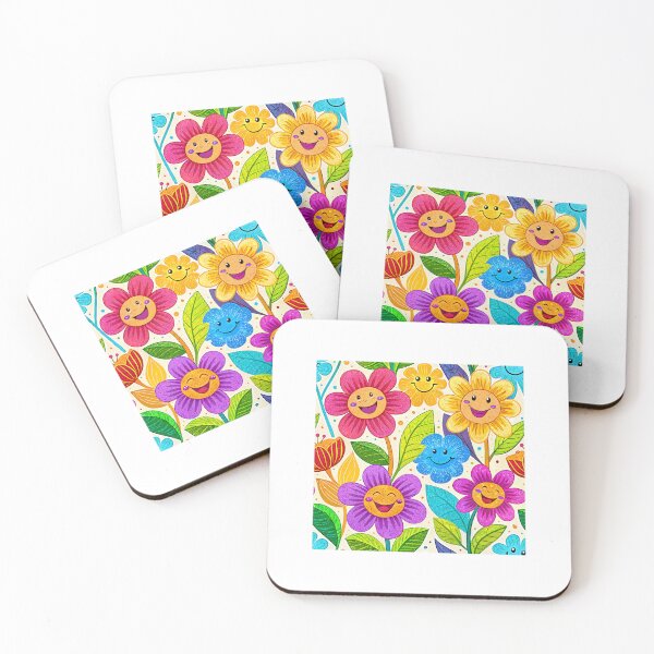 Item preview, Smiling and colorful flowers - Seamless Pattern #8 designed and sold by Second Draft Visuals.