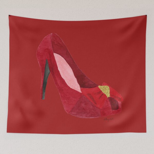 Item preview, A single red high heel stiletto designer ladies shoe with a bow designed and sold by Hillary Holt.