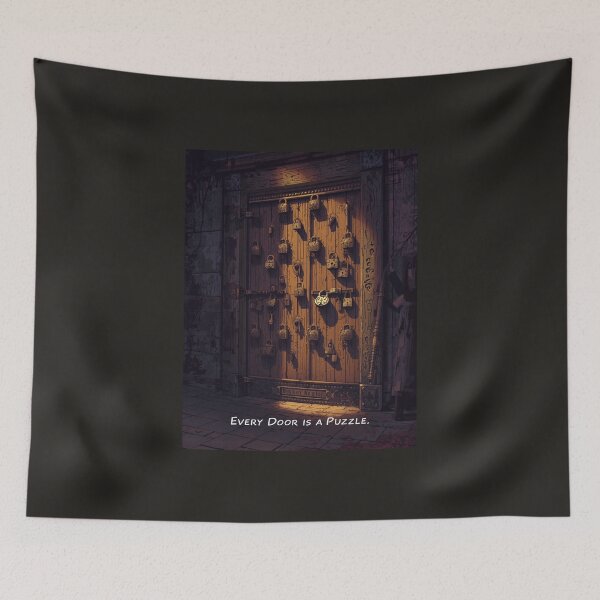 Item preview, Every Door Is a Puzzle – Mysterious Locked Door Illustration designed and sold by ConfuseLab Alt.