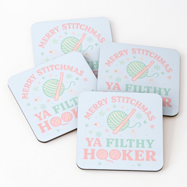 Item preview, Merry Stitchmas Ya Filthy Hooker Pastel Mint and Pink Crochet Christmas designed and sold by StrictlyPride.