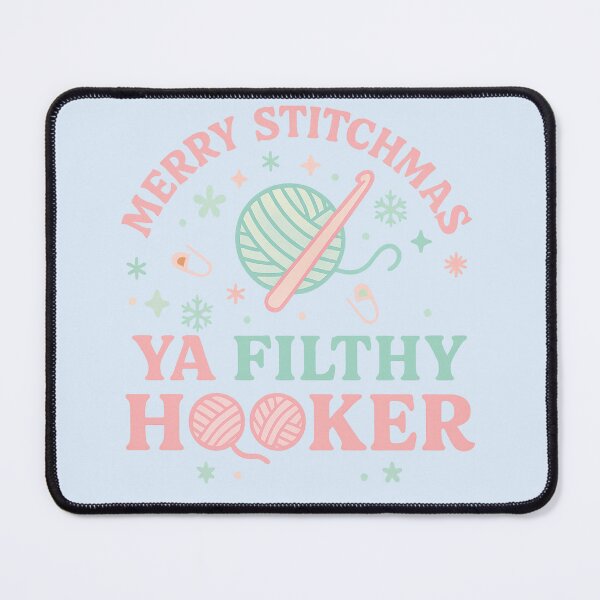 Item preview, Merry Stitchmas Ya Filthy Hooker Pastel Mint and Pink Crochet Christmas designed and sold by StrictlyPride.