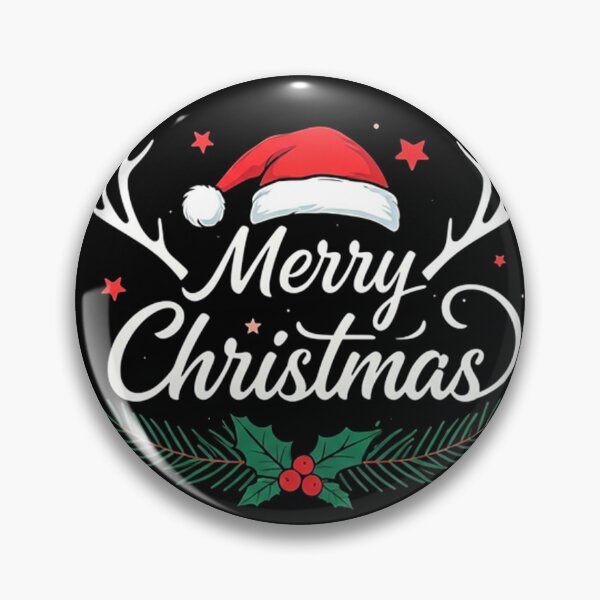 Item preview, Merry Christmas Typography Design – Elegant Calligraphic Text with Santa Hat, Holly, and Reindeer Antlers on Black Background designed and sold by PixelVibe782.