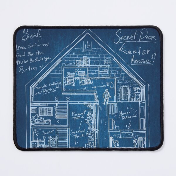 Item preview, Secret Door Blueprint – Mysterious House Floor Plan Art designed and sold by ConfuseLab Alt.