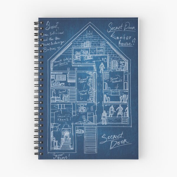 Item preview, Secret Door Blueprint – Mysterious House Floor Plan Art designed and sold by ConfuseLab Alt.