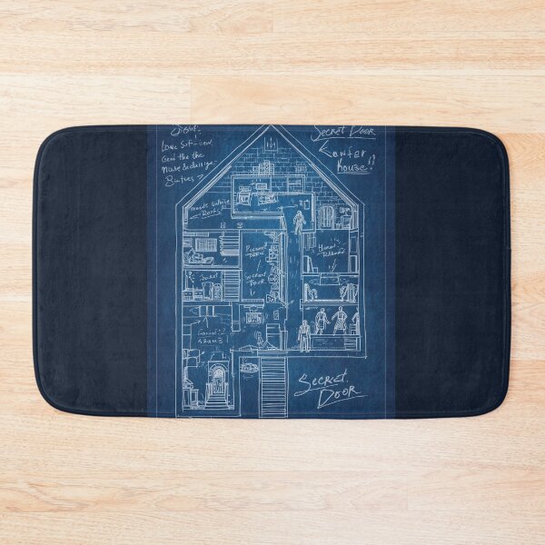 Item preview, Secret Door Blueprint – Mysterious House Floor Plan Art designed and sold by ConfuseLab Alt.