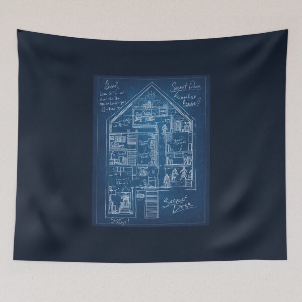 Item preview, Secret Door Blueprint – Mysterious House Floor Plan Art designed and sold by ConfuseLab Alt.