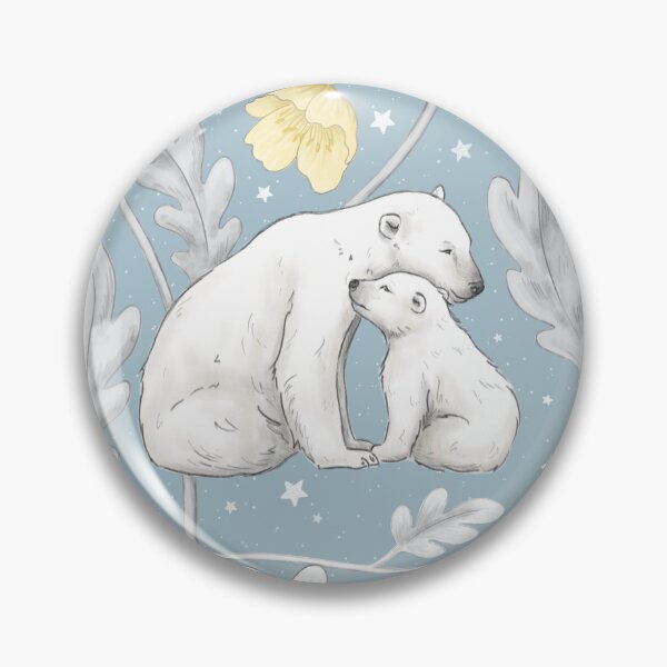 Item preview, Arctic Dreams whimsical polar bears and intricate floral pattern on a nordic blue coloured background designed and sold by HazelFisher.