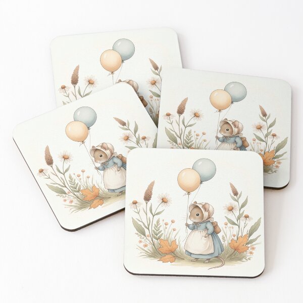 Item preview, Mice and Balloons | Autumn Cottagecore Illustration designed and sold by Pasteltone.